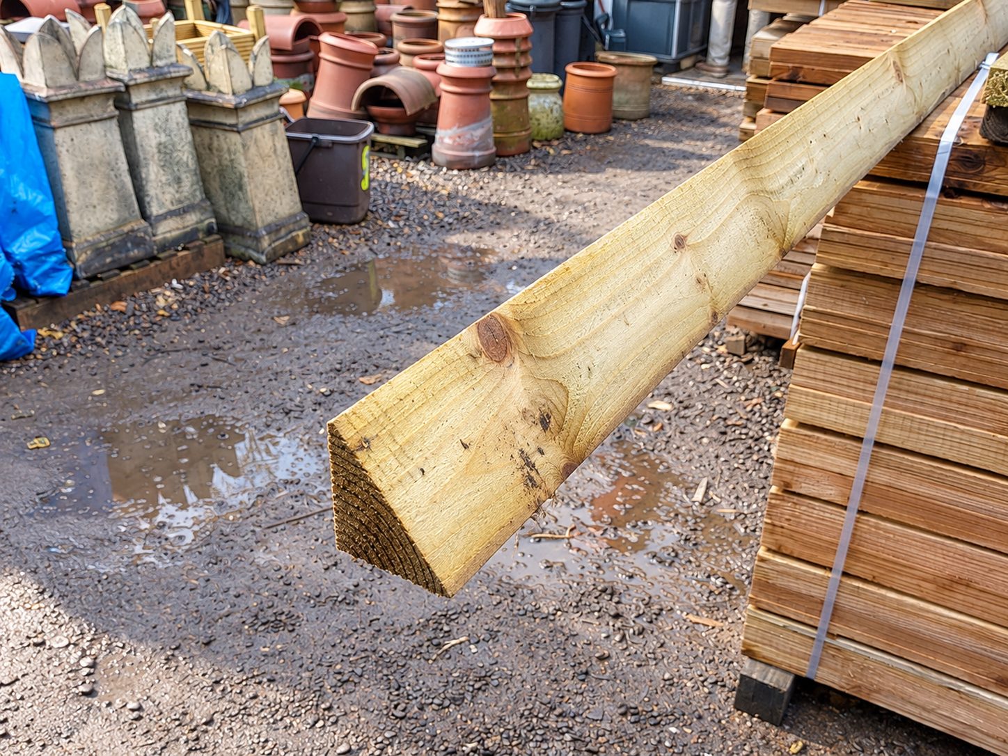 Pressure-treated timber arris rail